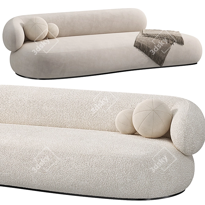 Alba Plush Cream Bean Sofa 3D model image 3