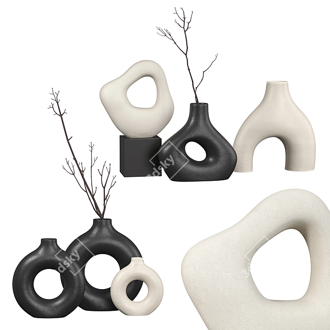 Zen Harmony Vases & Branches 3D model image 1