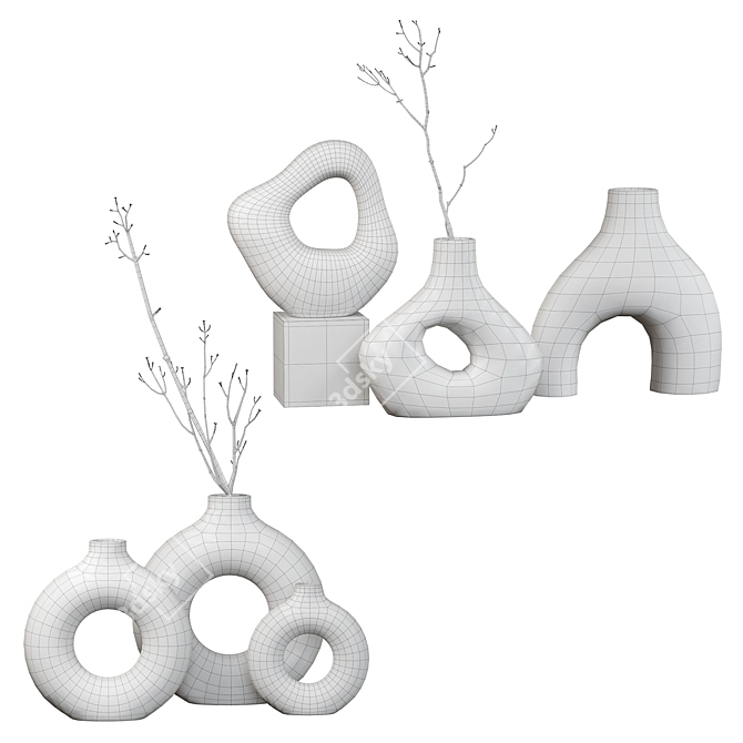 Zen Harmony Vases & Branches 3D model image 5