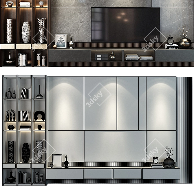 Modern TV Shelf for Living Room 3D model image 2