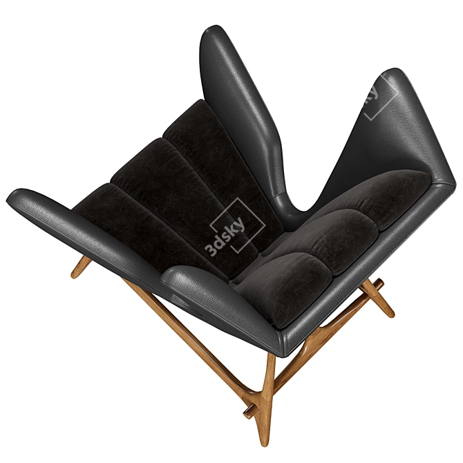 Midcentury Modern Wingback Lounge Chair 3D model image 4