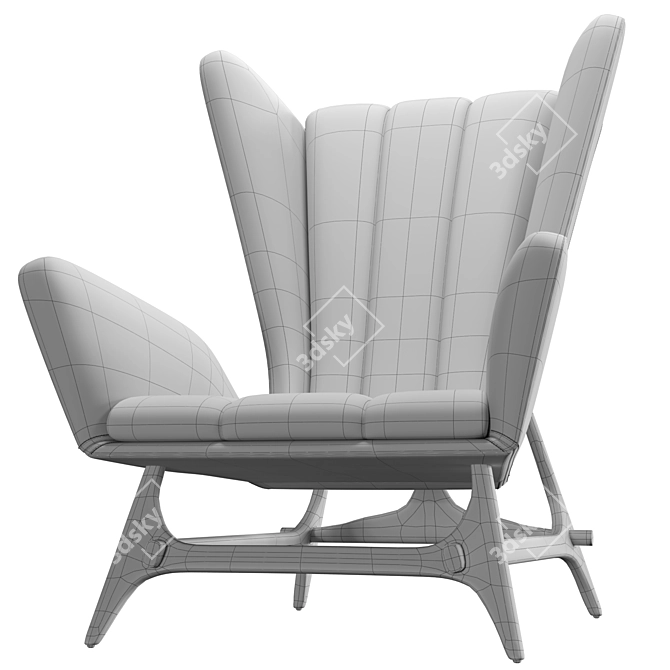 Midcentury Modern Wingback Lounge Chair 3D model image 6