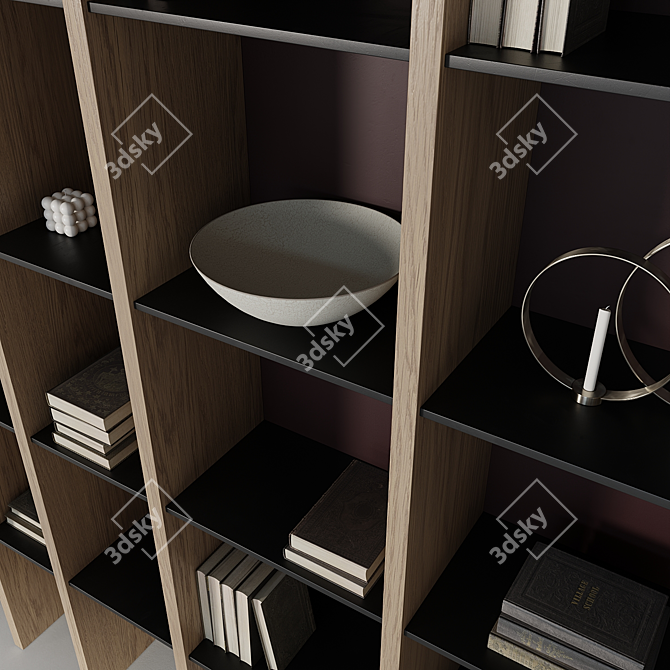  Book and Decor Built-in Cabinet 3D model image 4