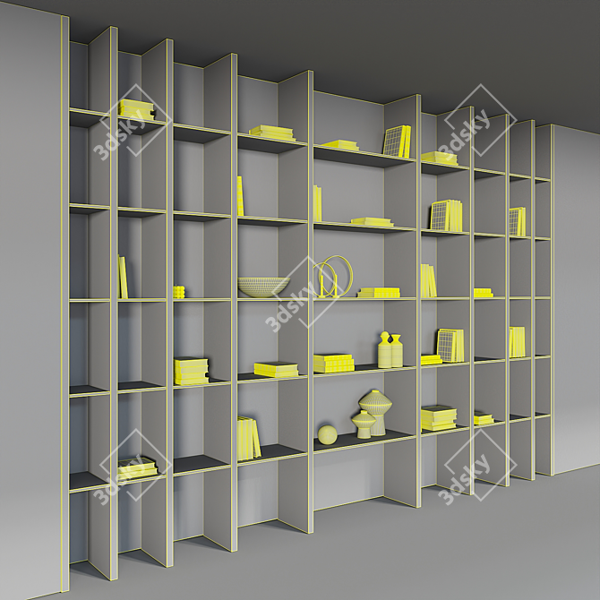  Book and Decor Built-in Cabinet 3D model image 6