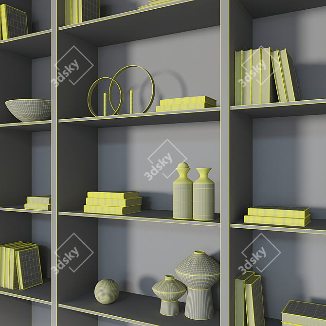  Book and Decor Built-in Cabinet 3D model image 7