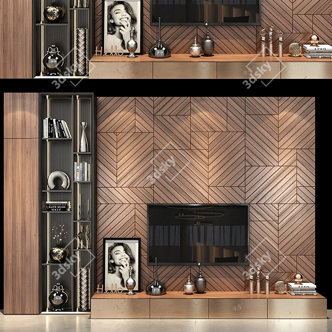 Modern TV Wall Shelf Decor 3D model image 1