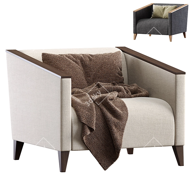 Stylish RONDO Armchair in 2 Colors 3D model image 1