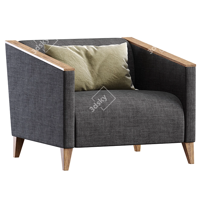 Stylish RONDO Armchair in 2 Colors 3D model image 4