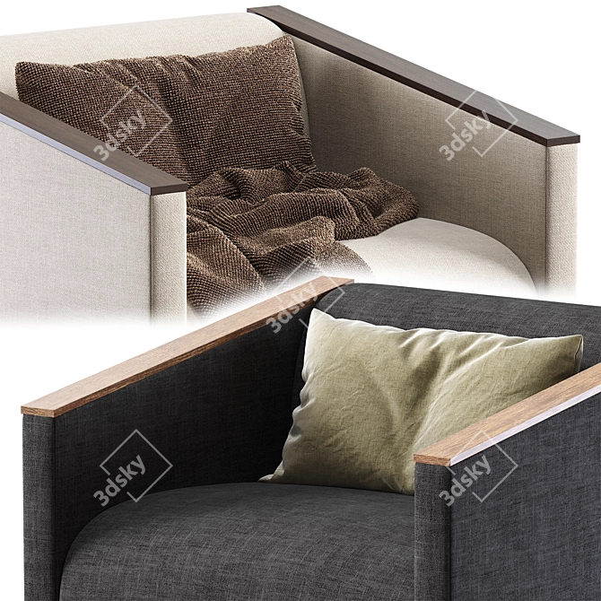 Stylish RONDO Armchair in 2 Colors 3D model image 5