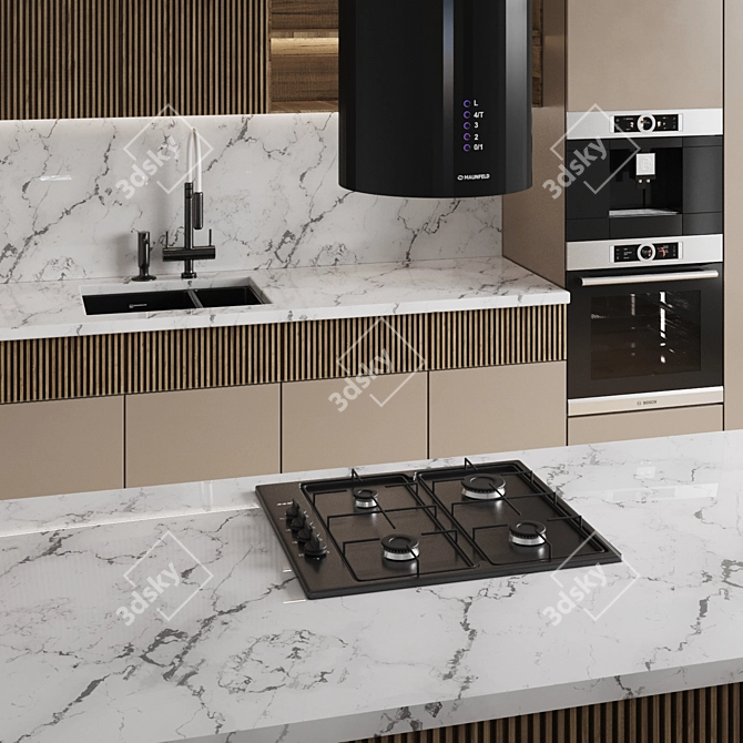 Modular Kitchen Design Set 3D model image 2