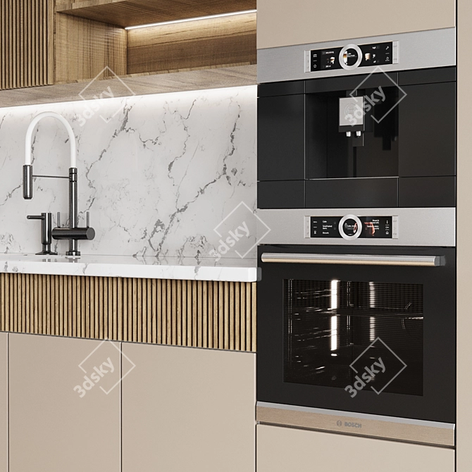 Modular Kitchen Design Set 3D model image 5