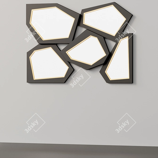 Modern Geometric Accent Mirror 3D model image 2