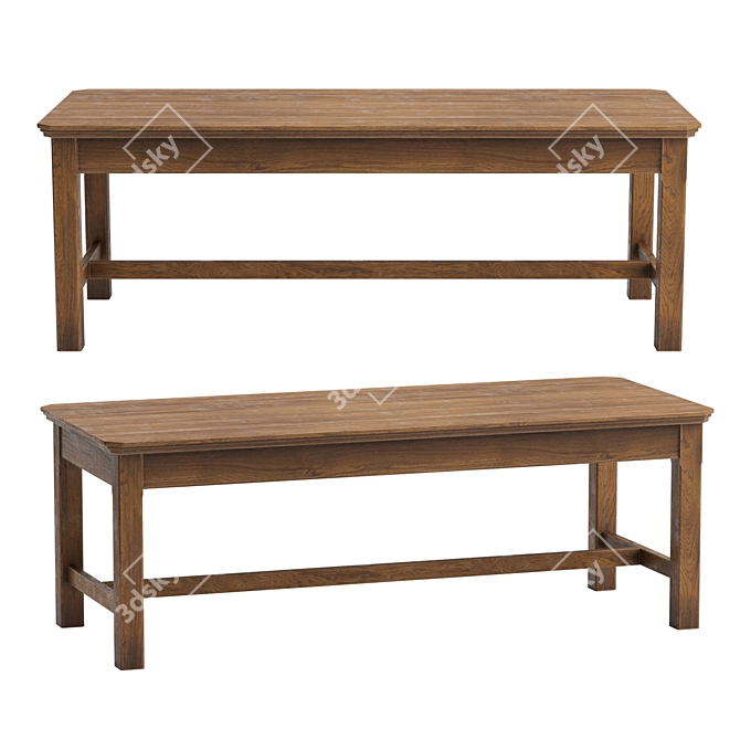 Vintage English Oak Dining Table 3D model image 1