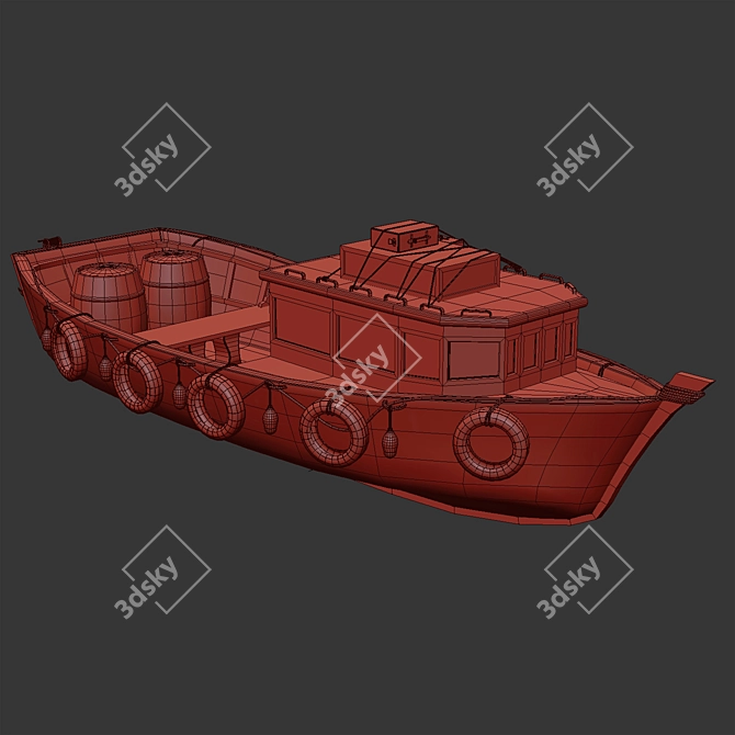 Vintage Boat 3D Model 3D model image 4