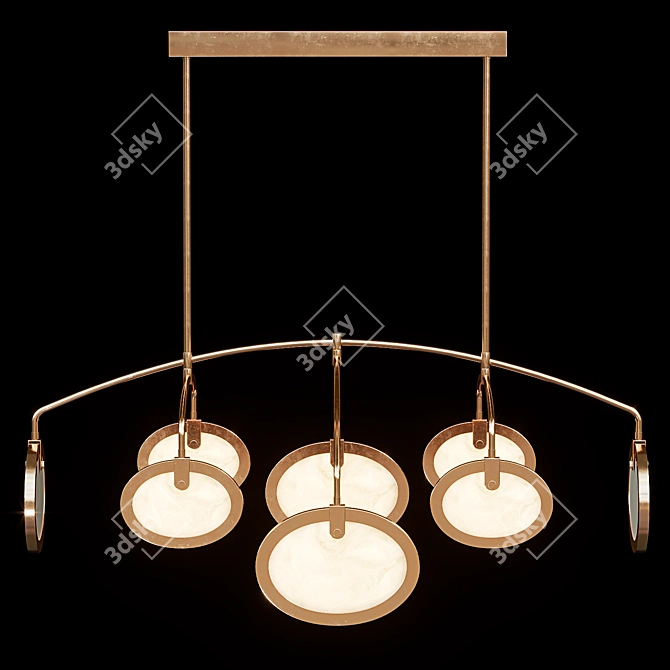 Alabaster Brass Chandelier: Elegantly Antique 3D model image 1