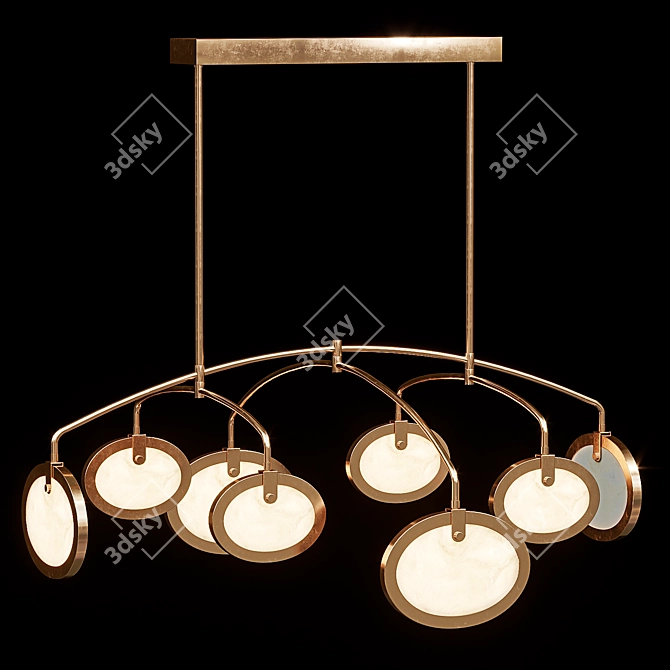 Alabaster Brass Chandelier: Elegantly Antique 3D model image 2