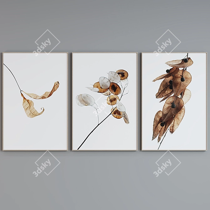 Modern Plant Branch Picture Frame Set 3D model image 5