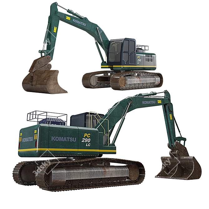 KOMATSU Excavator 3D Model Set 3D model image 1