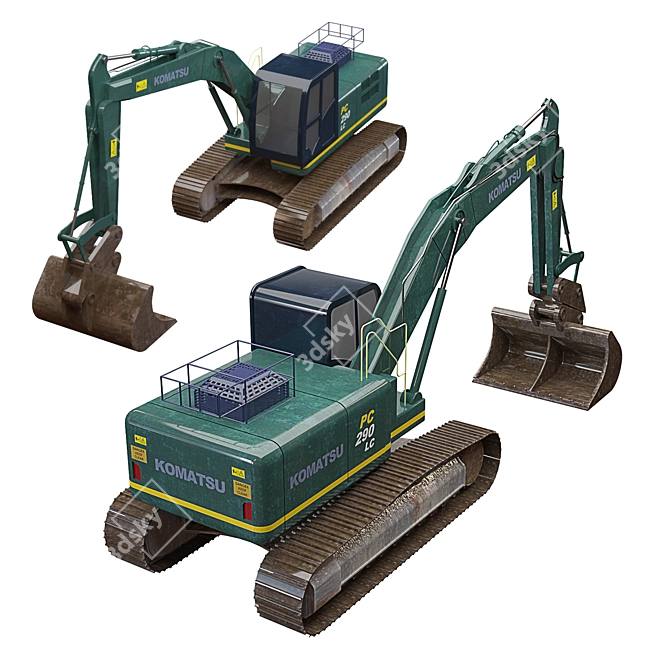 KOMATSU Excavator 3D Model Set 3D model image 4