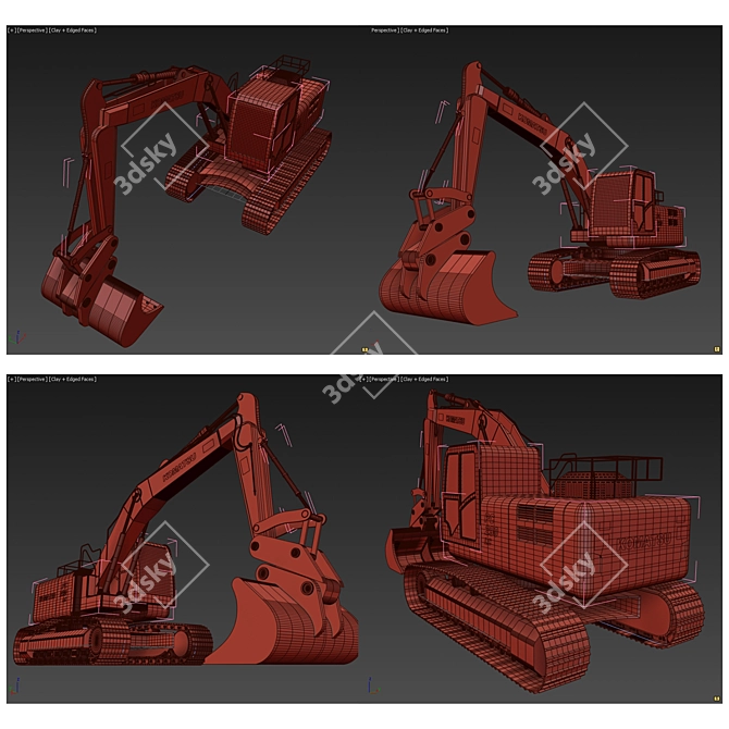 KOMATSU Excavator 3D Model Set 3D model image 7