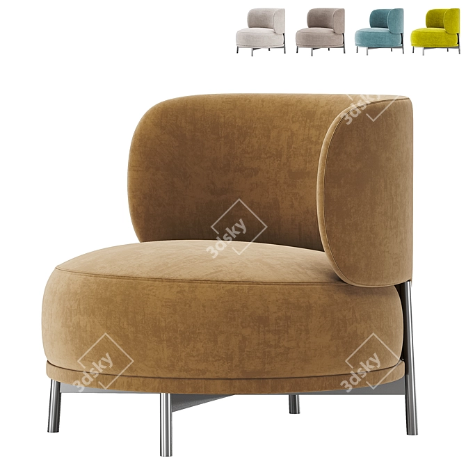 Modern Design Akiko Lounge Armchair 3D model image 1