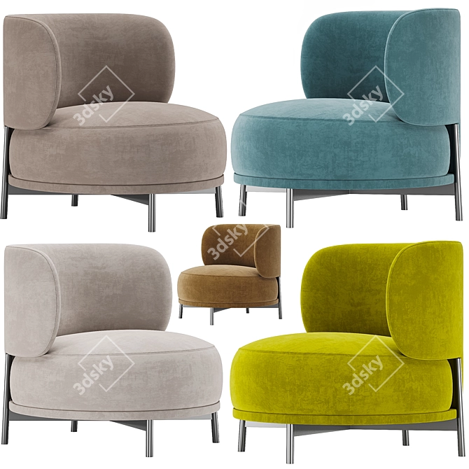 Modern Design Akiko Lounge Armchair 3D model image 6