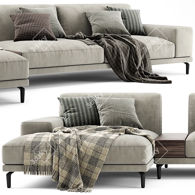 Modern Chaise Longue Sofa Vray 3D model image 2