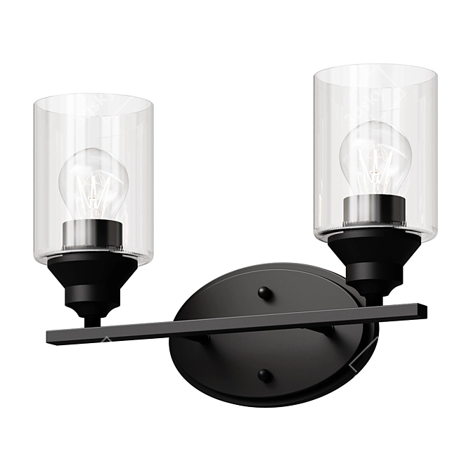 Matte Black Wall Sconce, 2-Light 3D model image 1