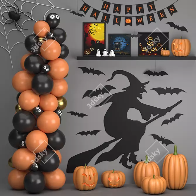 Halloween Decor Set Unwrap OBJ 3D model image 1