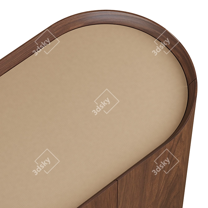 Aslen Walnut & Leather Nightstand 3D model image 2