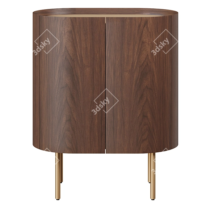 Aslen Walnut & Leather Nightstand 3D model image 3