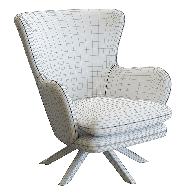 Crete&Barrel Grey Leather Wingback Chair 3D model image 6