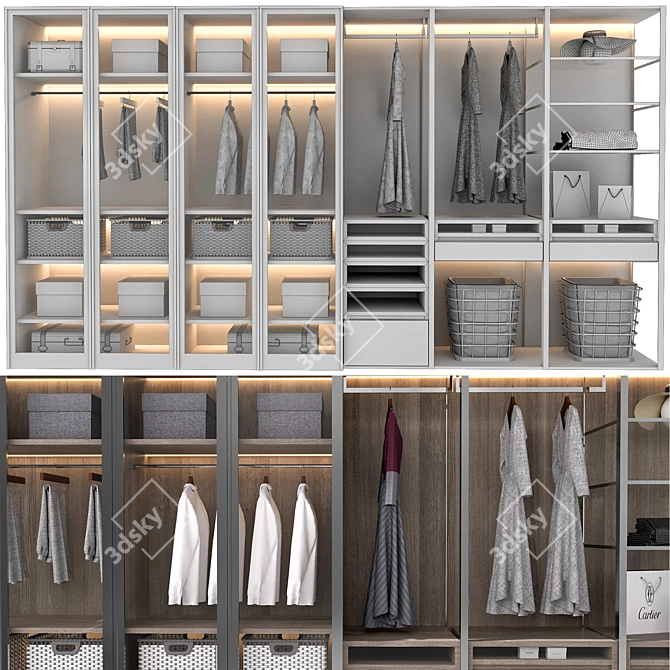 Elegant Wardrobe with Decorative Elements 3D model image 6