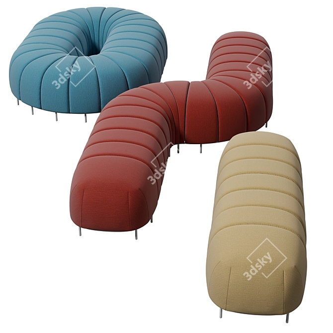 Modular Worm Bench: Versatile Seating 3D model image 2