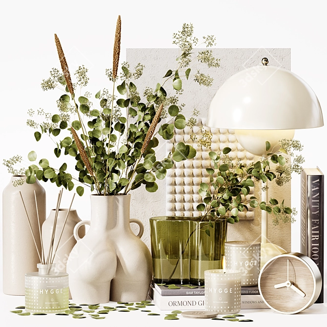 Premium Decor Set with Eucalyptus 3D model image 1