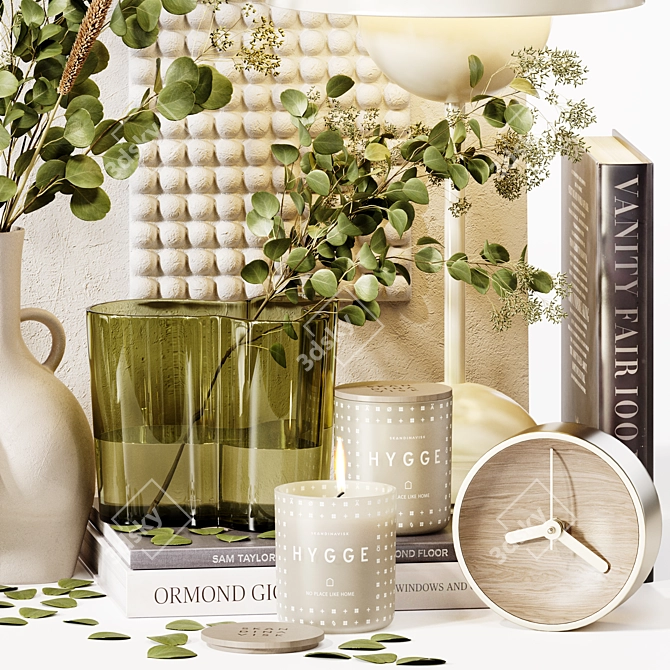 Premium Decor Set with Eucalyptus 3D model image 2