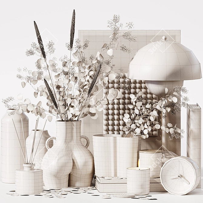 Premium Decor Set with Eucalyptus 3D model image 6