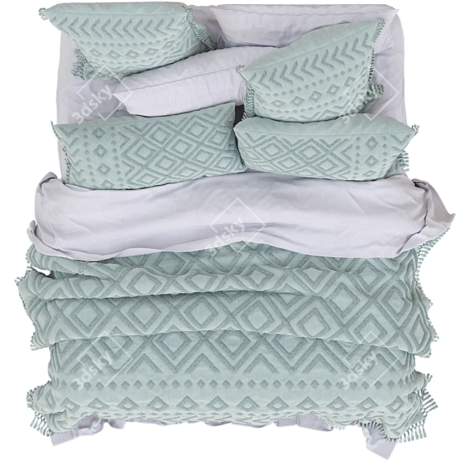 Elliot Tufted Quilt Cover Gray_Blue 3D model image 3