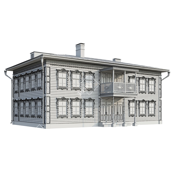 Historic Wooden Building Kazan 3D model image 4