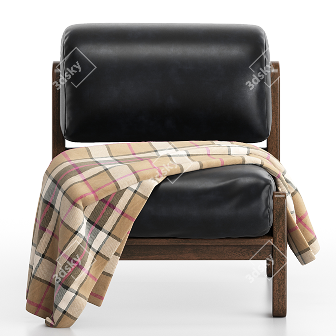 Modern Heirloom Black Leather Chair 3D model image 3