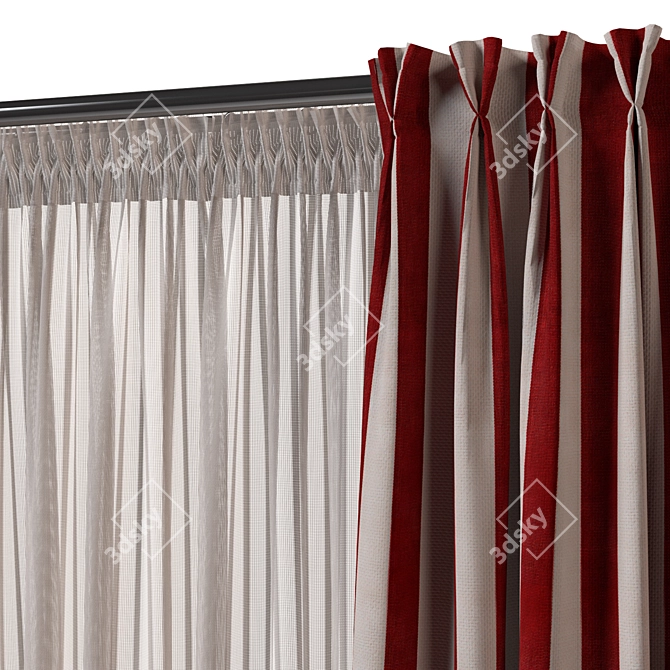  Wide Striped Curtain Fabric 3D model image 6