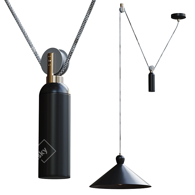 Retro-inspired Ogilvy Pendant Light 3D model image 2