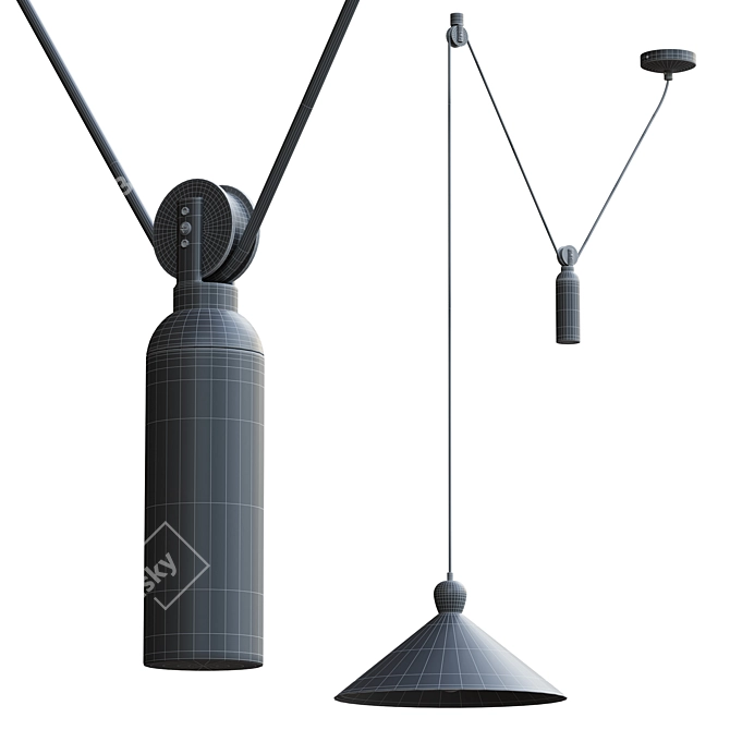 Retro-inspired Ogilvy Pendant Light 3D model image 3