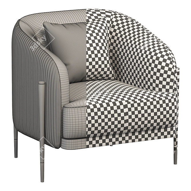 Oxford Armchair Fabric Leather Accent 3D model image 5