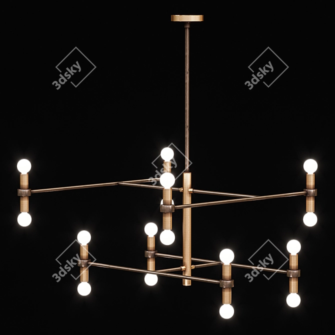 English Bronze Plano Chandelier 3D model image 1