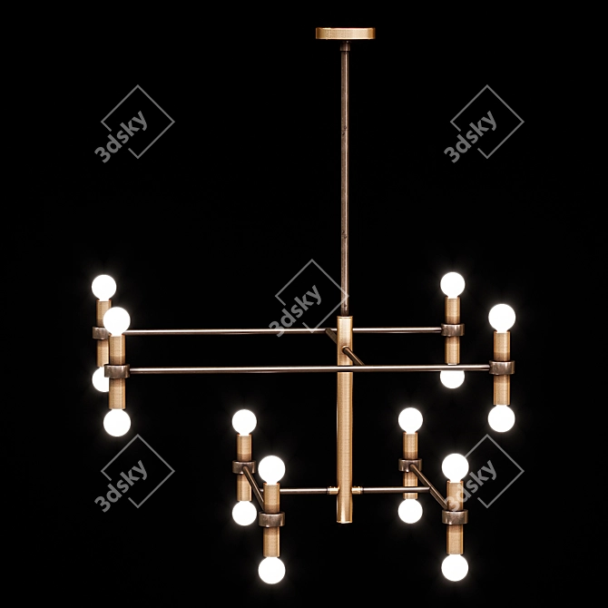 English Bronze Plano Chandelier 3D model image 2