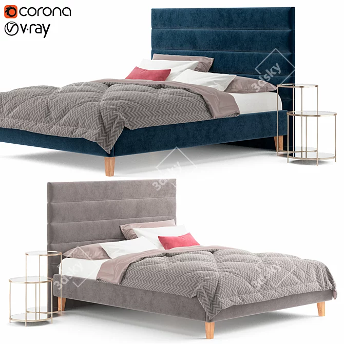 Translation: "Bed Loson-Legs 160 by divan.ru with La redoute Ulupna bedside table"

Modern Bed Set with 3D model image 1