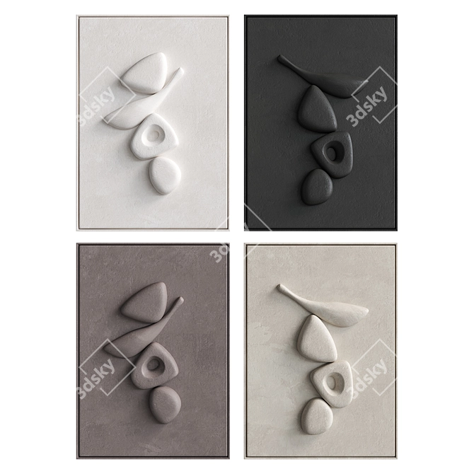 Sculpted Wall Art Symbioses Beige 3D model image 2