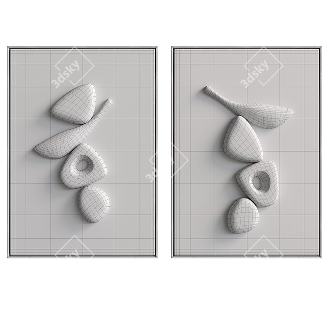 Sculpted Wall Art Symbioses Beige 3D model image 4
