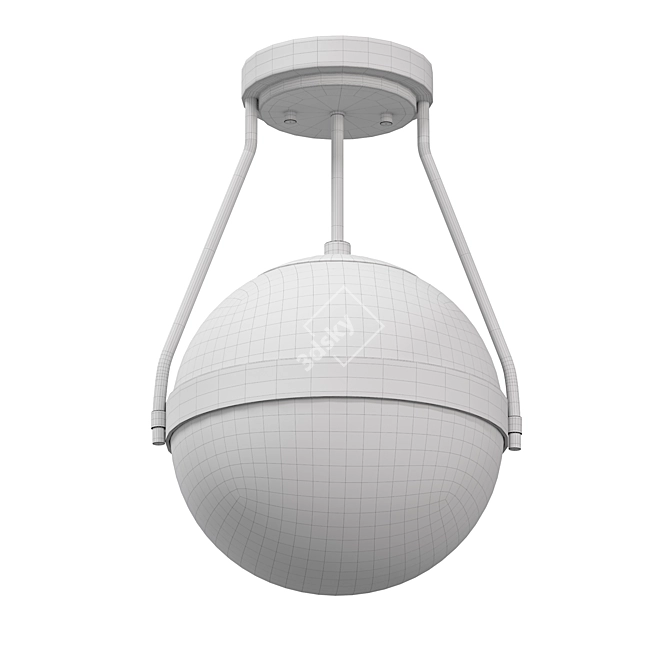 Sleek Glass Semi-Flush Mount 3D model image 2